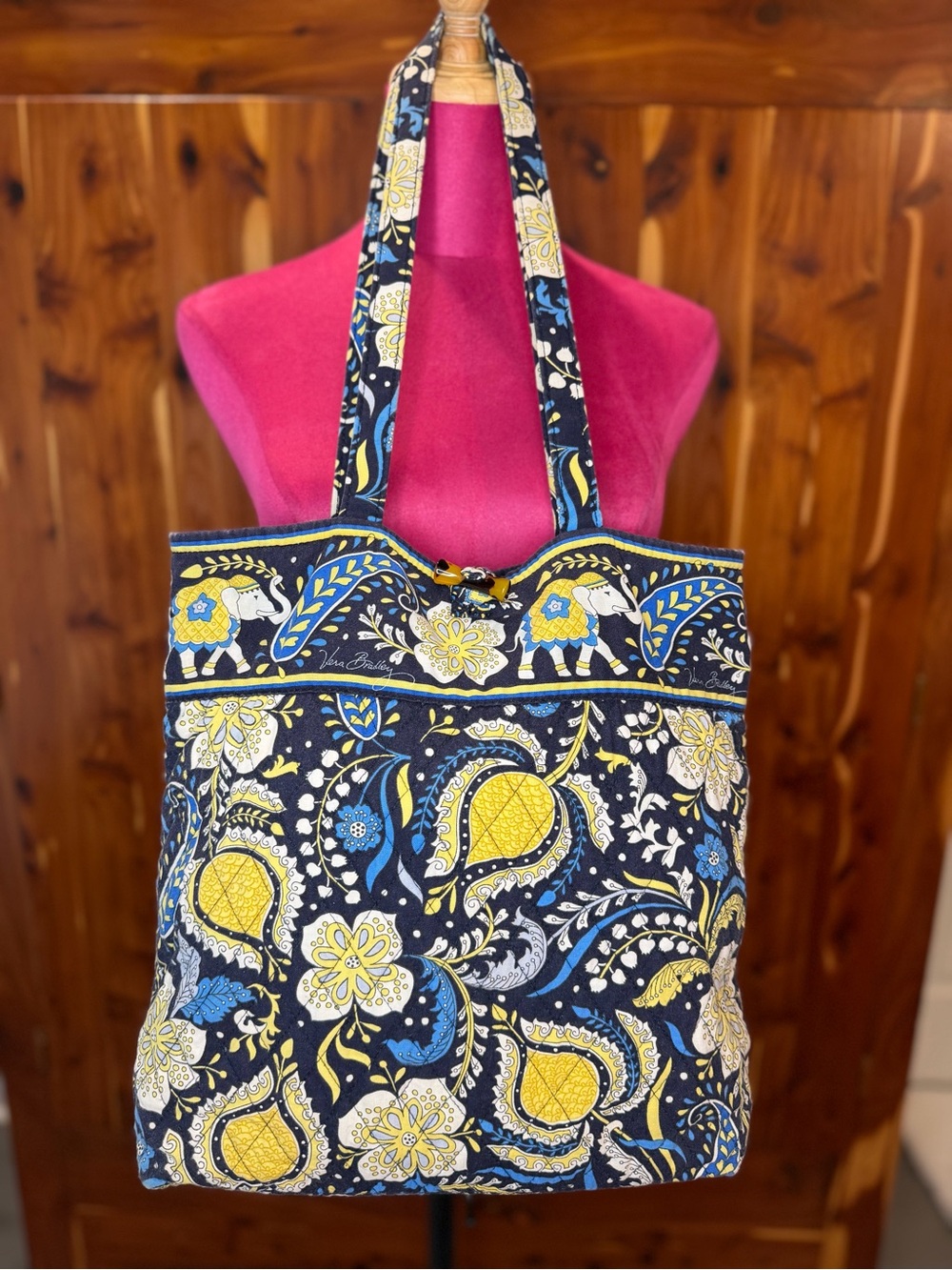 Vera Bradley Ellie Blue Retired Pattern Quilted Tote/Shoulder Bag